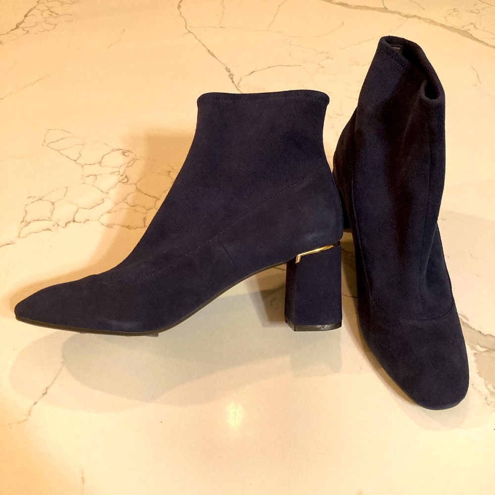 Navy suede ankle boots